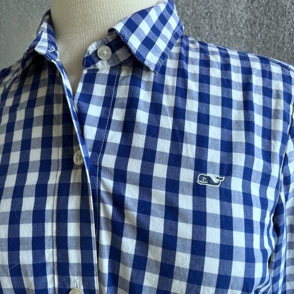 Women's Vineyard Vines Blue White Checkered Long Sleeve Button-up Shirt Size:6 - Picture 2 of 7